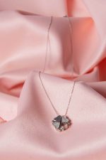 Mıknatıslı Zirkon Taşlı Yonca Gümüş Kolye Silver Anti Alerjik 925 Ayar Gümüş