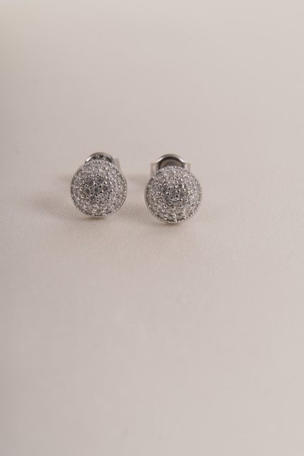 Zirkon Taşlı Yuvarlak Küpe Anti Alerjik Silver 925 Ayar Gümüş