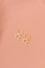 925 Ayar Gümüş Gold Kaplama Zirkon Taşlı Yıldızlı Halka Küpe Yıldız Küpe Gümüş Küpe