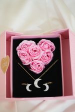 Sevgililer Günü Baget Taşlı Ay Detaylı Kolye Gold Kaplama 925 Ayar Gümüş Moon Kolye - Görsel 4