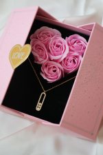 Sevgililer Günü 925 Ayar Gümüş Gold Kaplama Messika Kolye Zirkon Taşlı Oval Kolye - Görsel 2