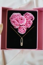 Sevgililer Günü 925 Ayar Gümüş Gold Kaplama Messika Kolye Zirkon Taşlı Oval Kolye - Görsel 3